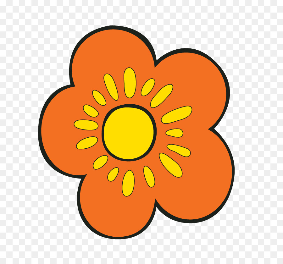 Fleur Jaune，Centre Orange PNG