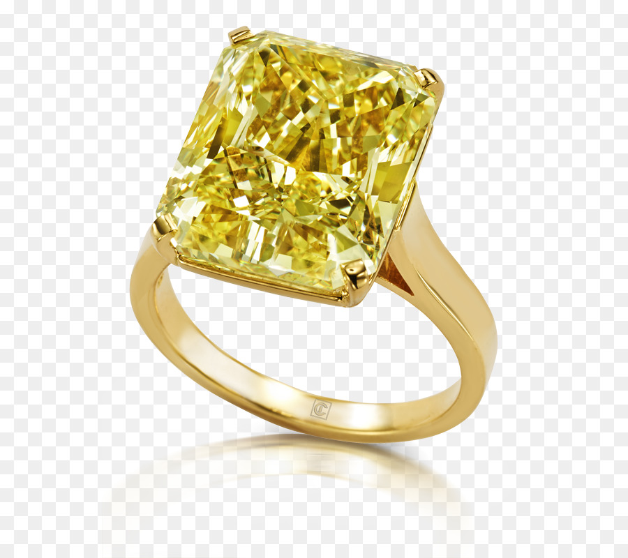 Bague Diamant Jaune，Bande D'or PNG