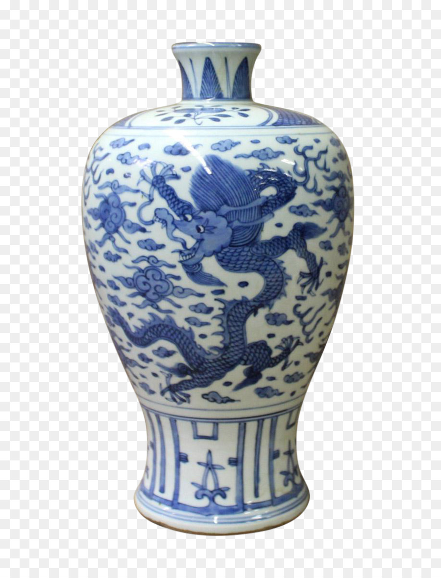 Vase Bleu Et Blanc，Céramique PNG