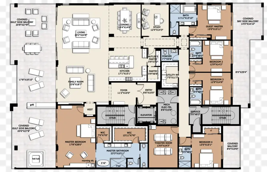 Plan D'étage，Chambres PNG