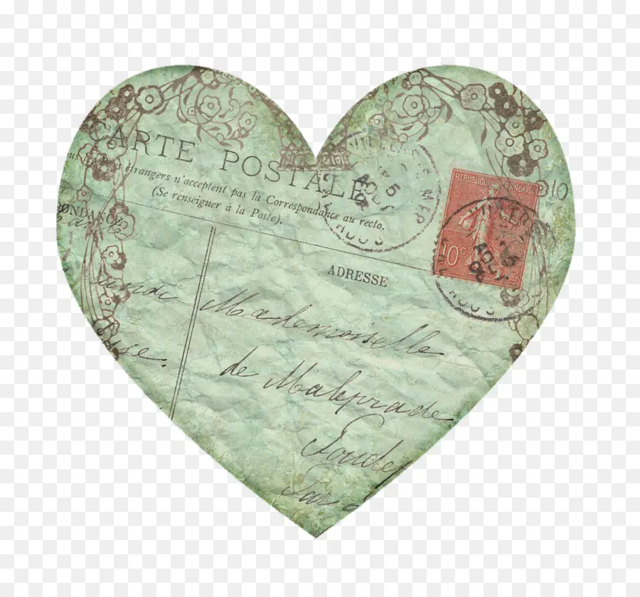 Coeur Carte Postale，Ancien PNG