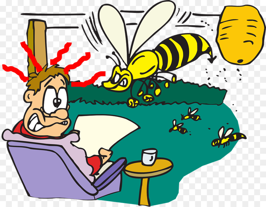 Homme De Dessin Animé Et Abeilles，Insectes PNG