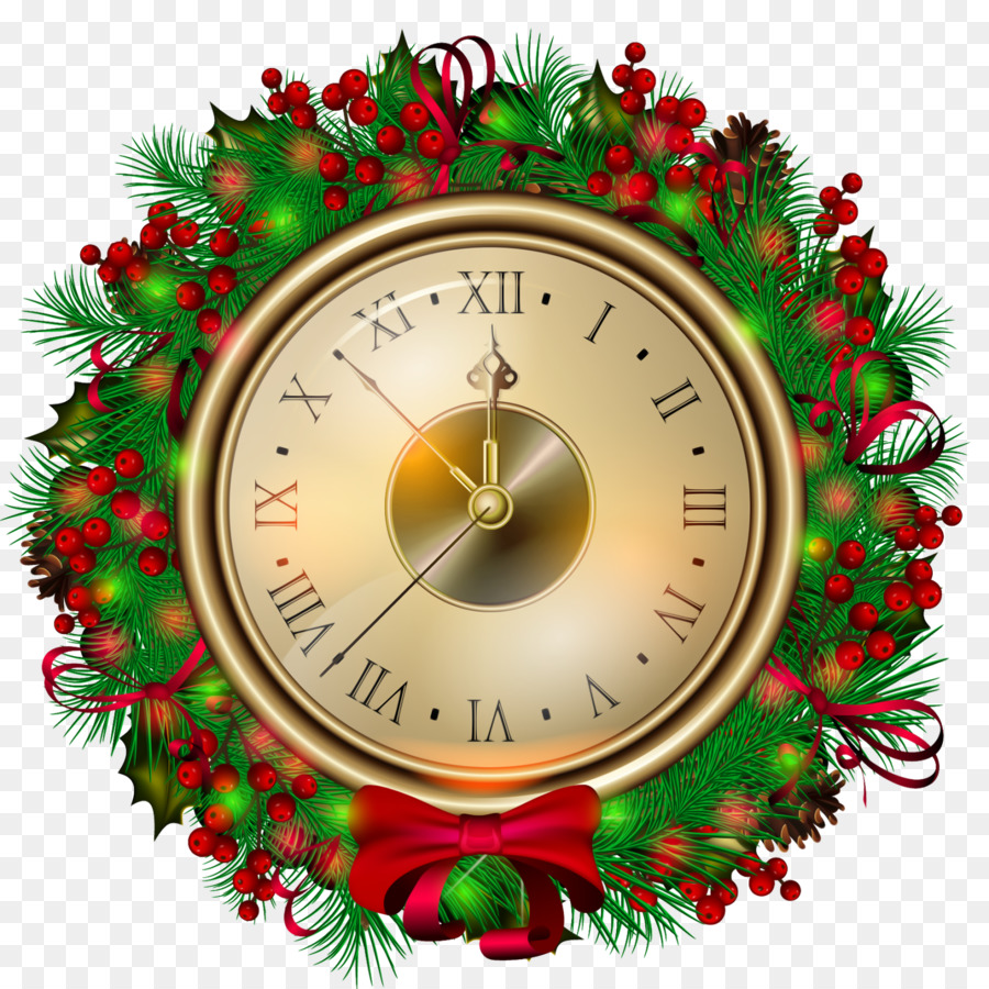 Horloge De Noël，Couronne PNG