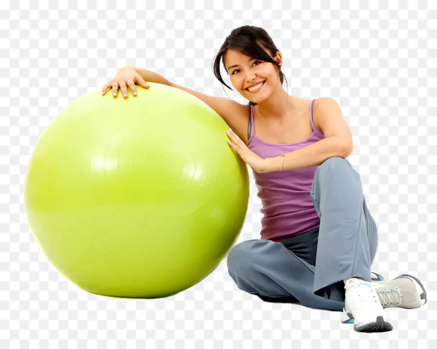 Femme Avec Ballon D'exercice，Aptitude PNG