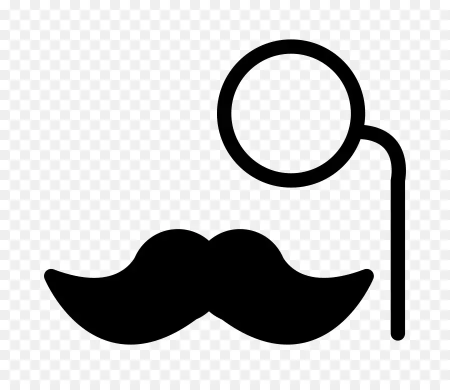 Moustache Et Monocle，Noir PNG