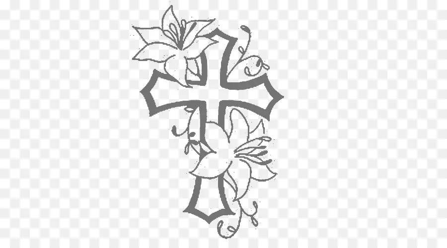 Croix Avec Des Fleurs，Croix PNG