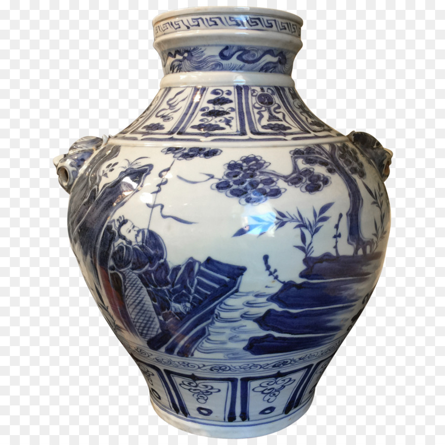 Vase，Bleu Et Blanc De La Poterie PNG