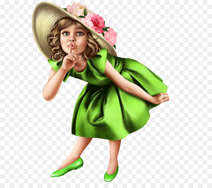 Fille En Robe Verte，Enfant PNG