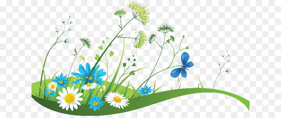 Papillons Et Fleurs，Herbe PNG