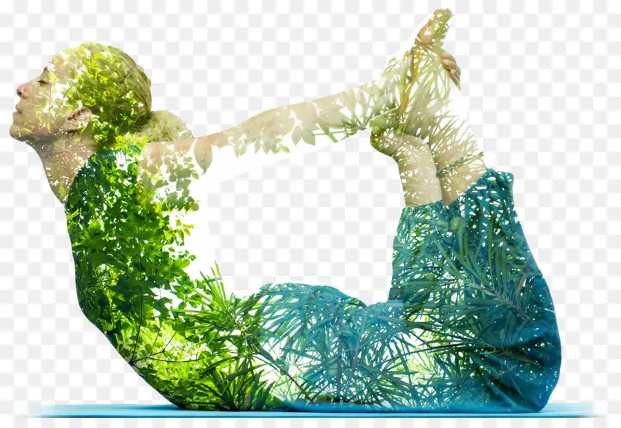 Pose De Yoga Avec Superposition De Nature，Exercice PNG