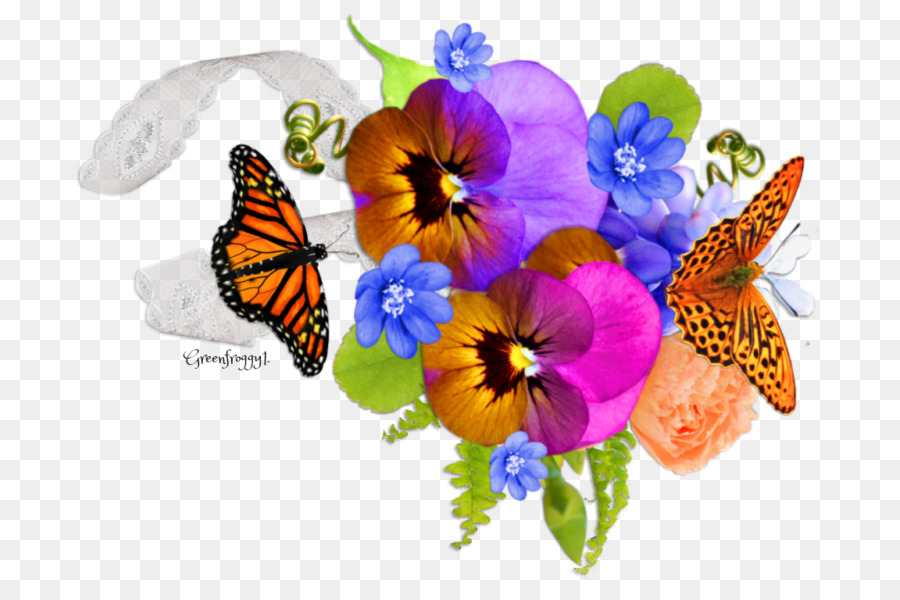 Fleurs Et Papillons Colorés，Fleurs PNG