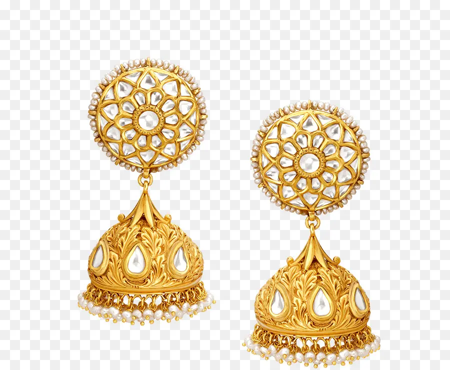 Boucles D'oreilles Jhumka Dorées，Or PNG