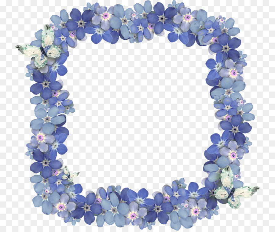 Cadre De Fleurs，Fleurs Bleues PNG