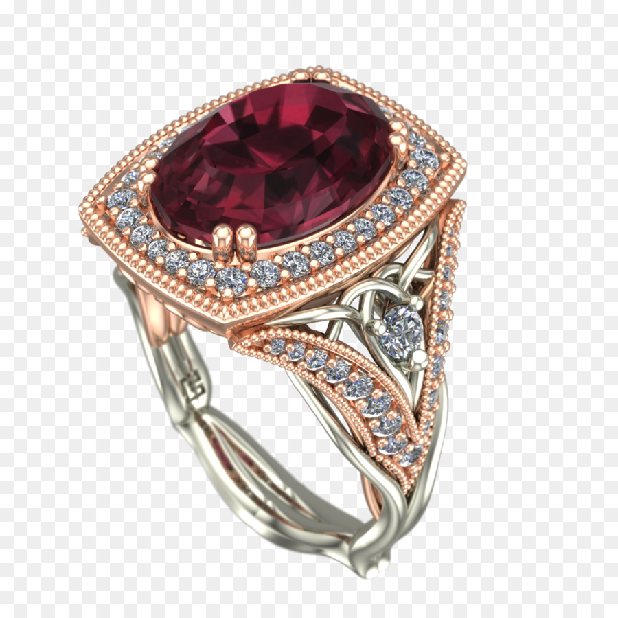 Bague Avec Pierres Précieuses Violettes，Or PNG