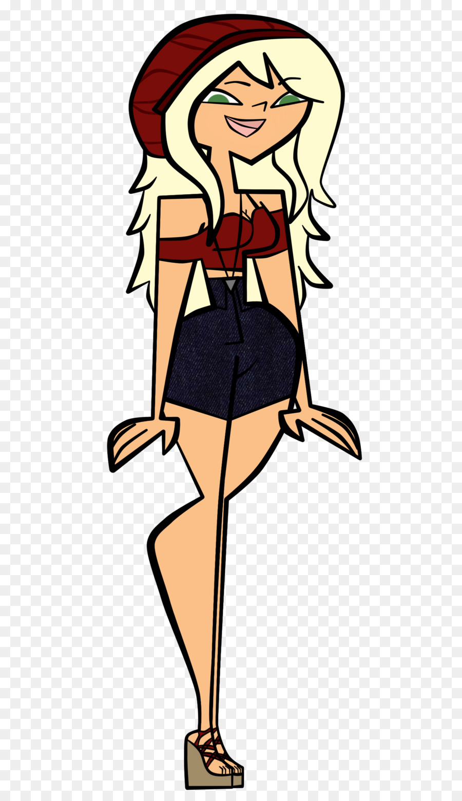 Fille Blonde En Tenue Rouge Et Noire，Cheveux Blonds PNG