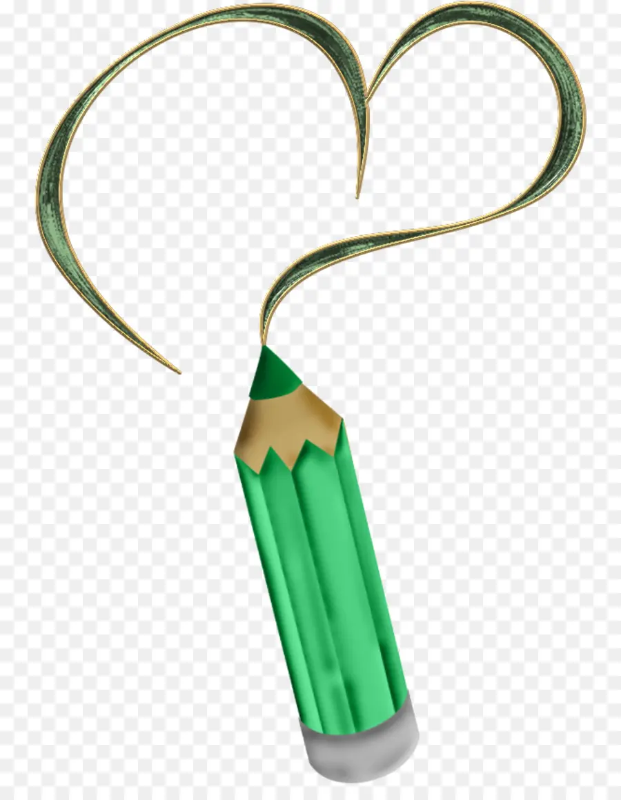 Crayon Vert，Forme De Coeur PNG