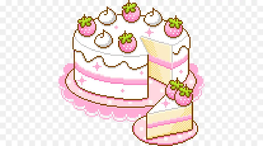 Gâteau Pixel Art，Fraises PNG