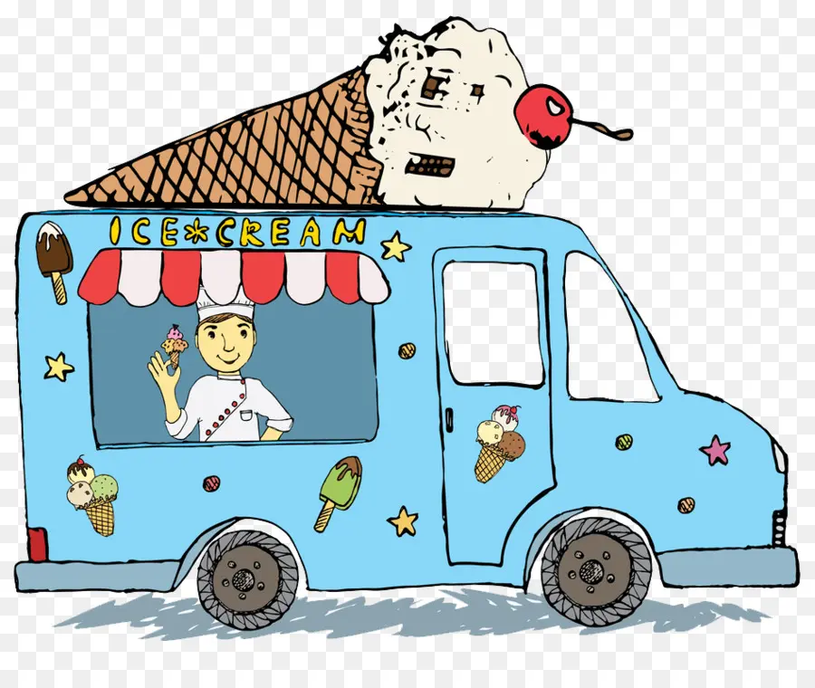 Camion De Crème Glacée，Dessin Animé PNG