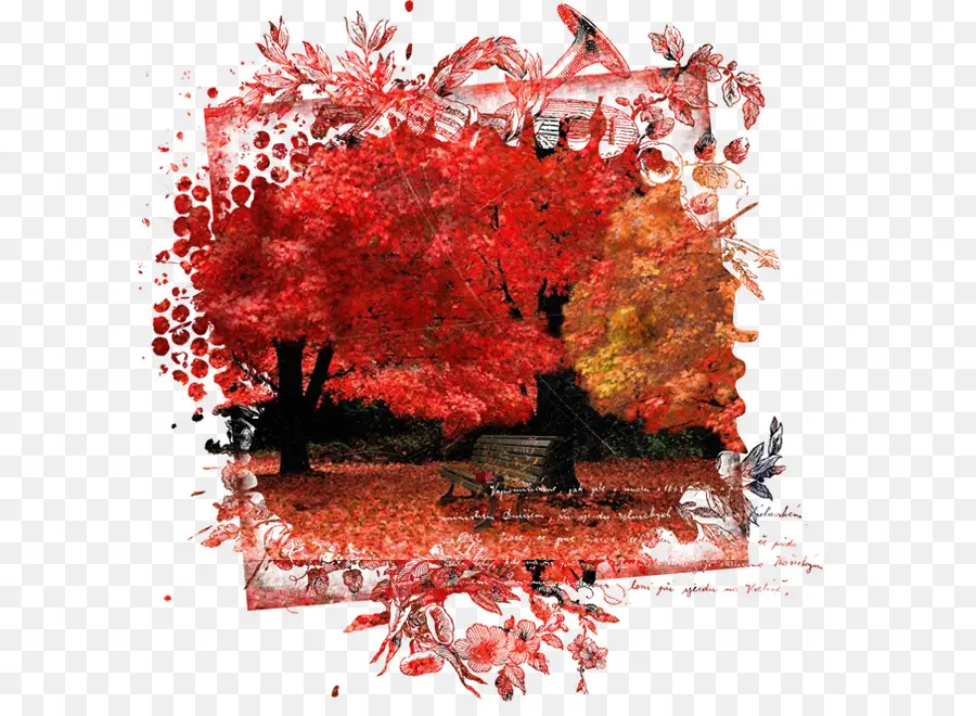 Arbres D'automne，Feuilles Rouges PNG