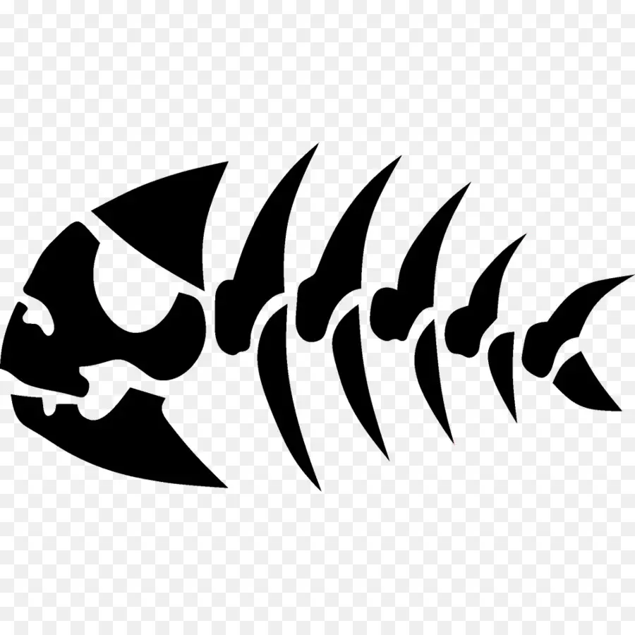 Squelette De Poisson，Noir PNG