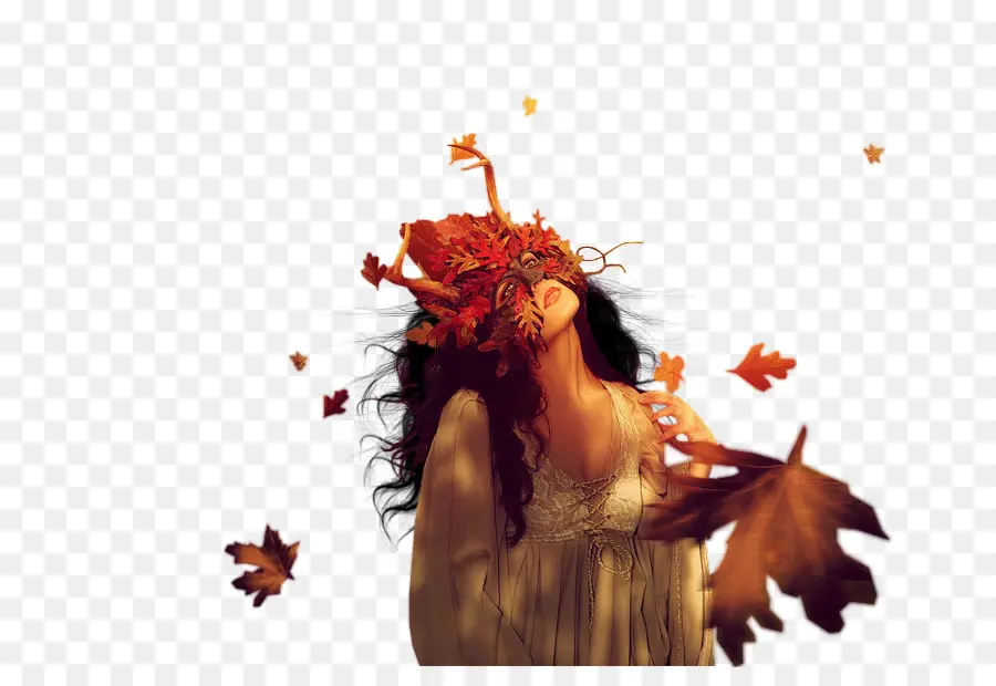 Femme Avec Des Feuilles，Feuilles PNG