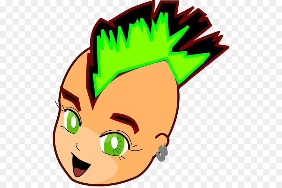 Dessin Animé Punk，Cheveux Verts PNG