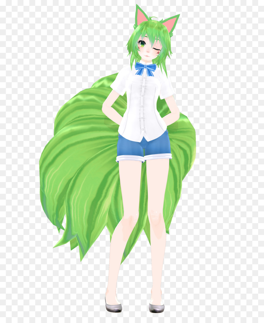 Fille Animée，Cheveux Verts PNG