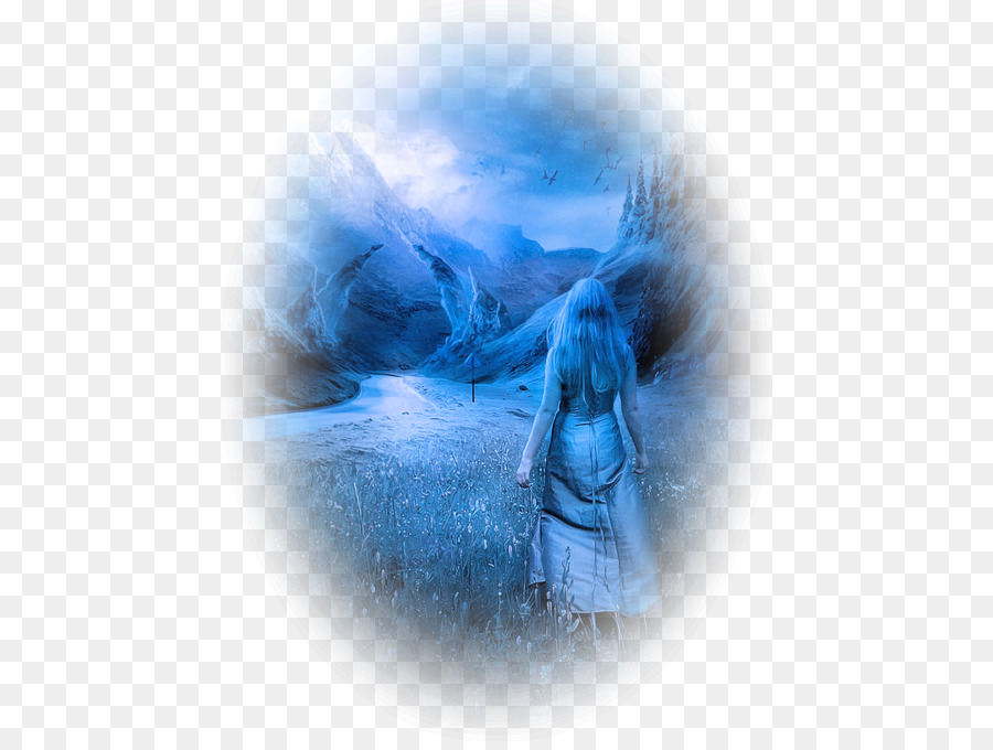 Paysage Fantastique Bleu，Femme PNG