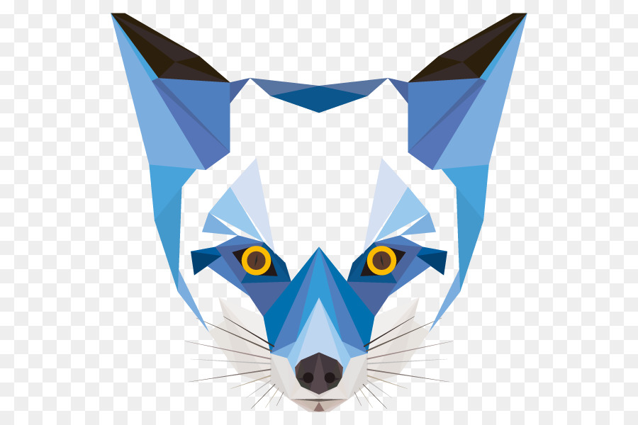 Renard Géométrique，Bleu PNG