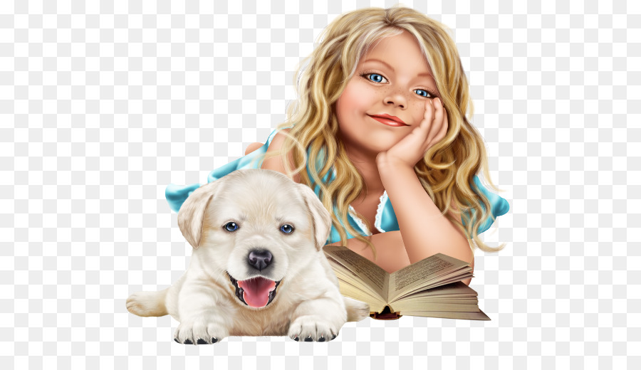 Fille Et Chiot，Livre PNG