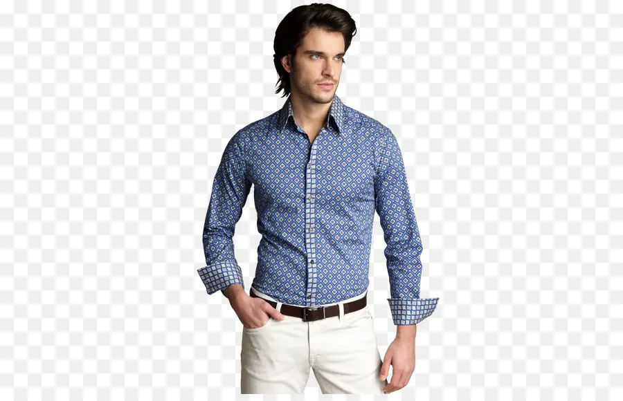 Homme En Chemise Bleue，Chemise PNG