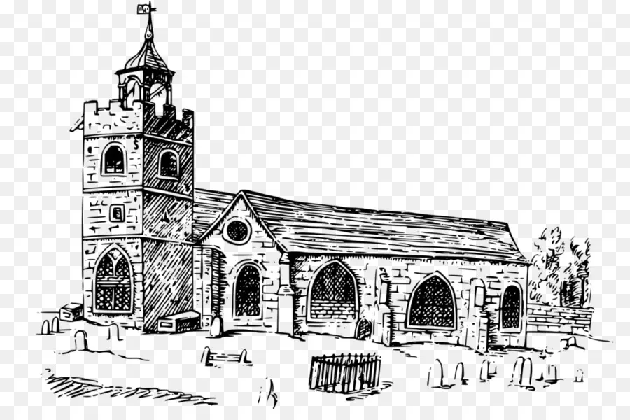 L église，Noir Et Blanc PNG