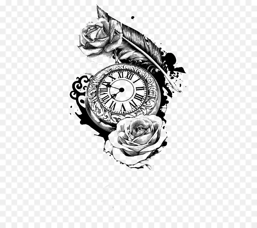 Horloge Et Roses，Temps PNG