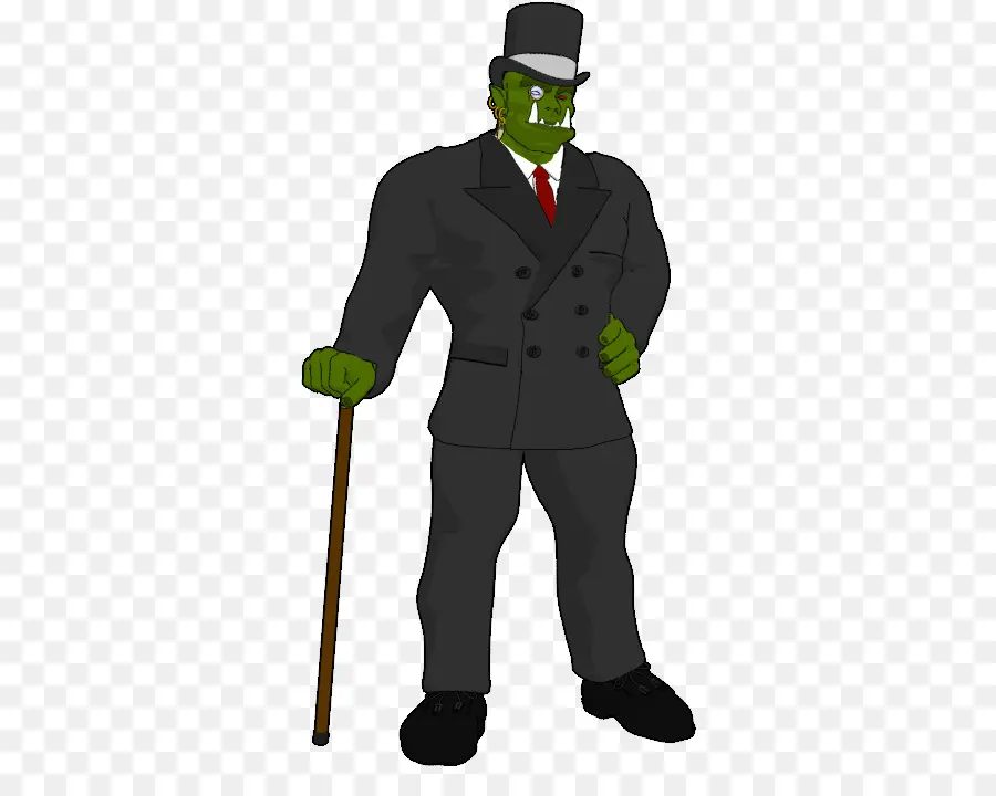 Monstre Vert En Costume，Canne PNG