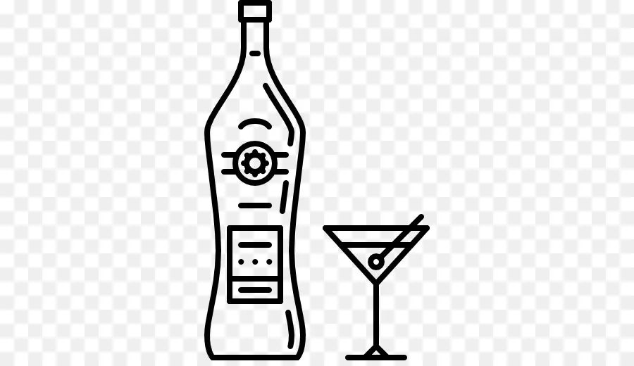 Bouteille Et Verre à Martini，Alcool PNG