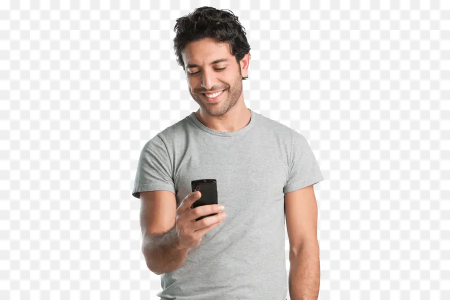 Homme Avec Téléphone，Souriant PNG