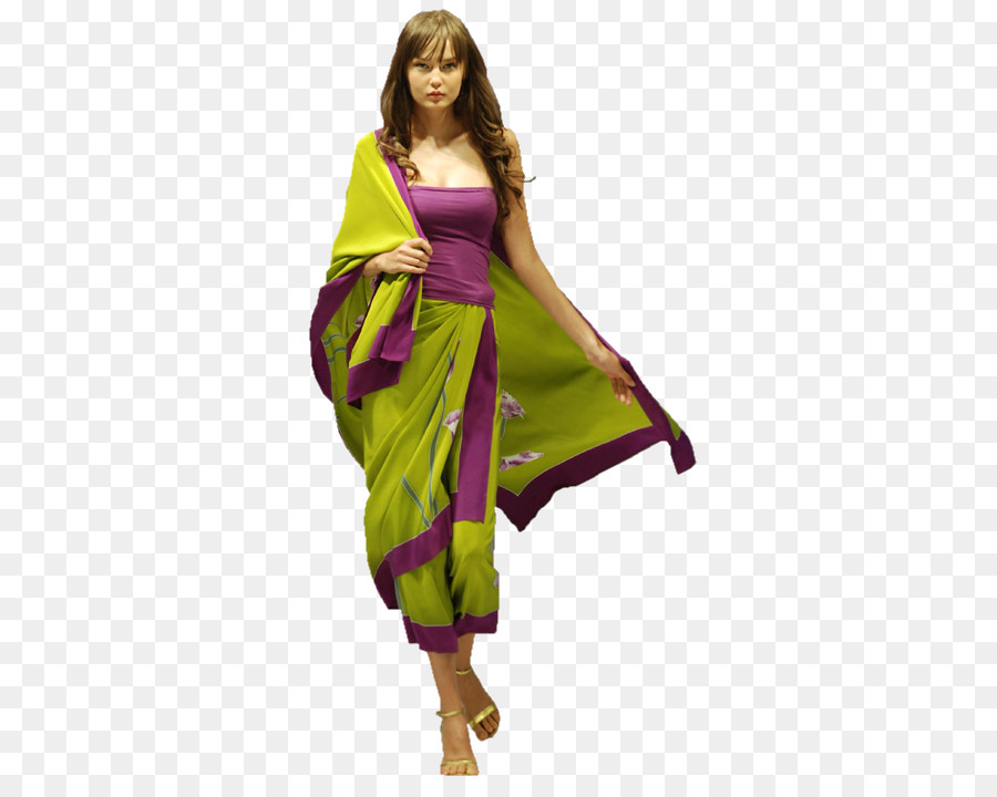 Femme En Robe Verte Et Violette，Robe PNG