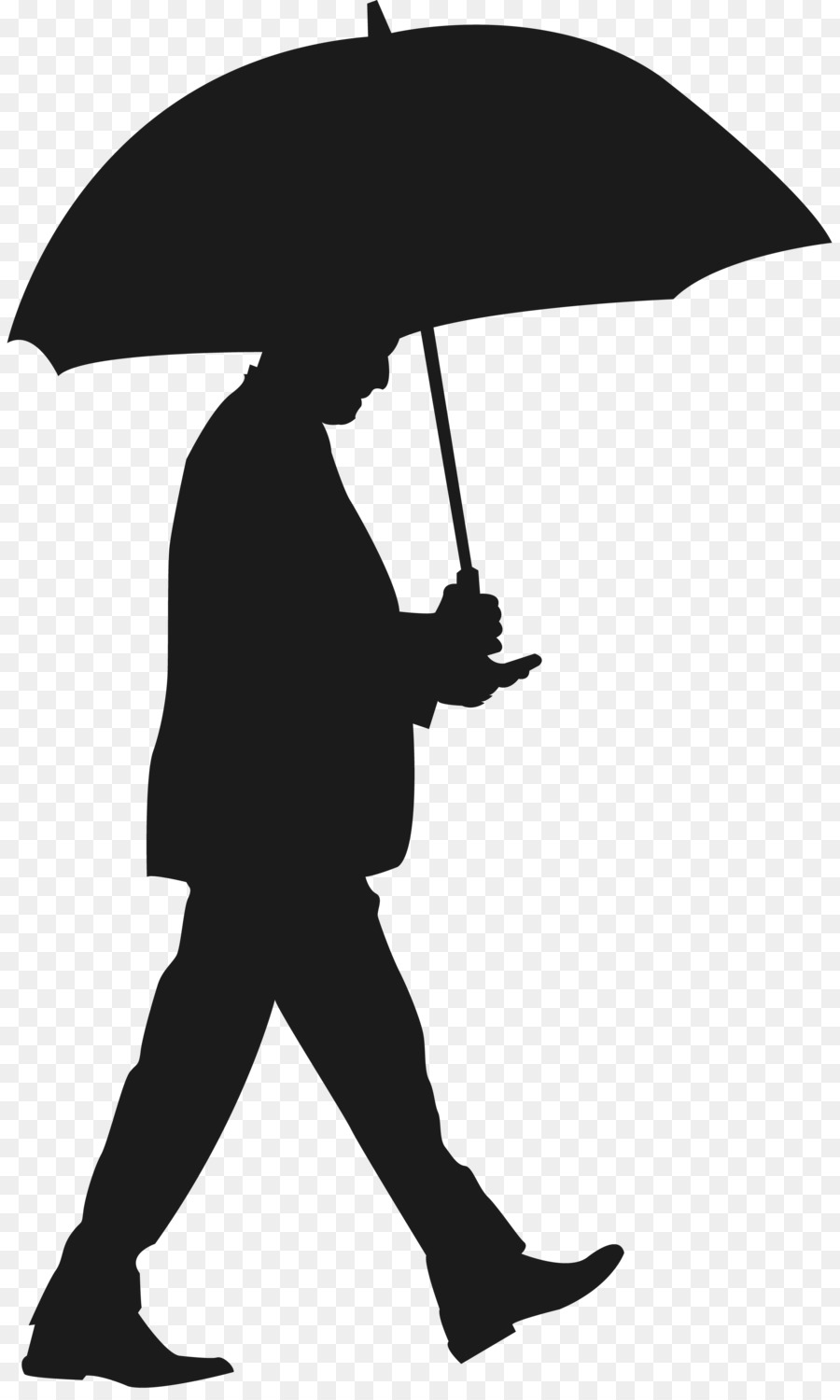 Silhouette Avec Parapluie，Pluie PNG