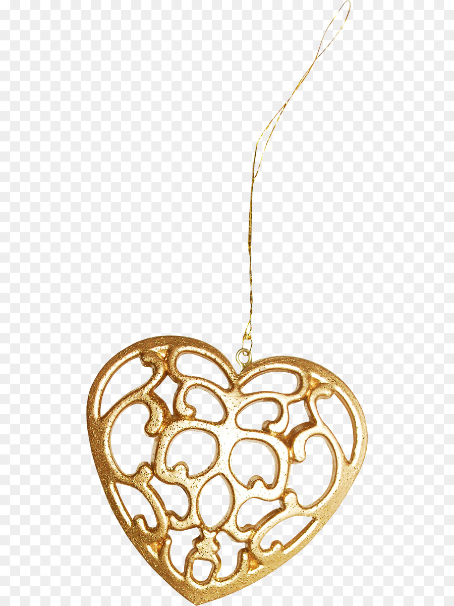 Ornement Coeur Doré，Suspendu PNG