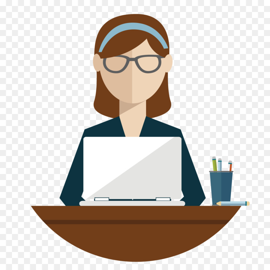 Femme Au Bureau，Ordinateur PNG