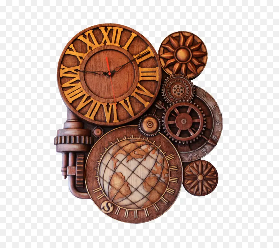 Horloge Steampunk，Engrenages PNG