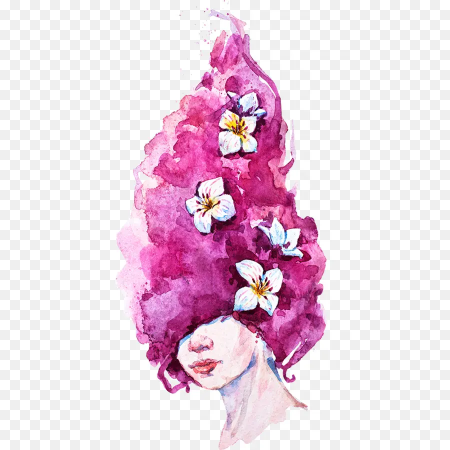 Femme Aquarelle，Fleurs PNG