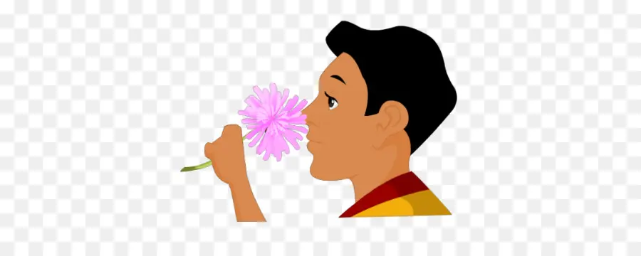 Personne Qui Sent Une Fleur，Homme PNG