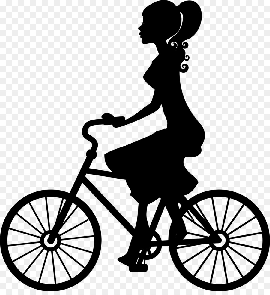 Femme à Vélo，Silhouette PNG