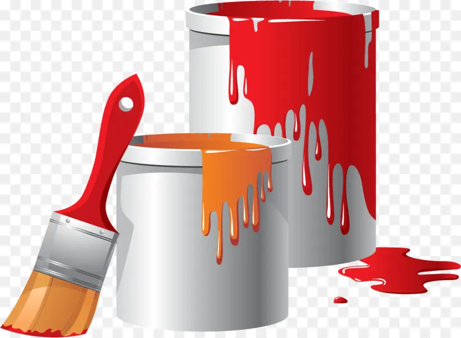 Pots De Peinture Et Pinceau，Peinture PNG