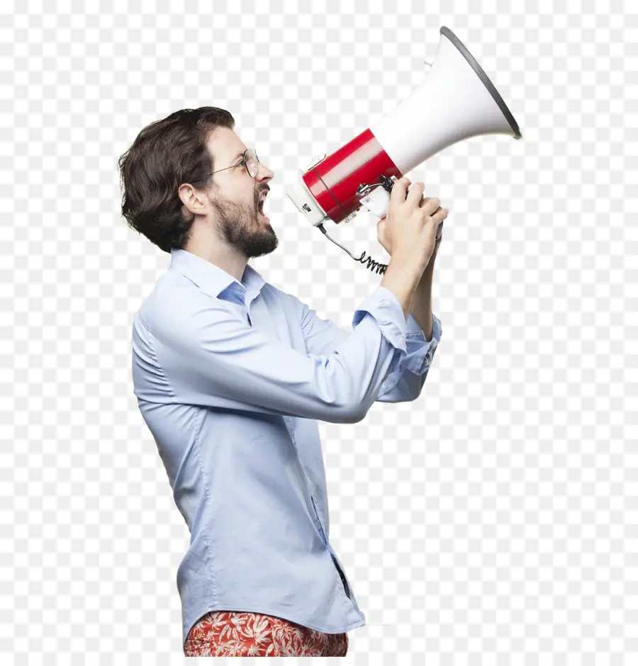 Homme Avec Mégaphone，Cris PNG