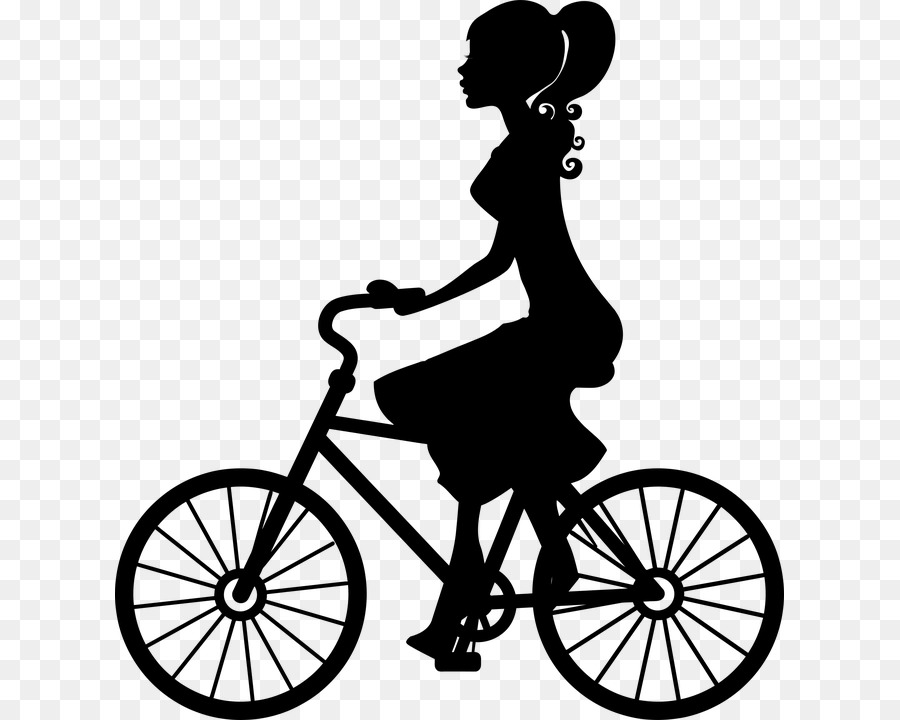 Femme à Vélo，Silhouette PNG