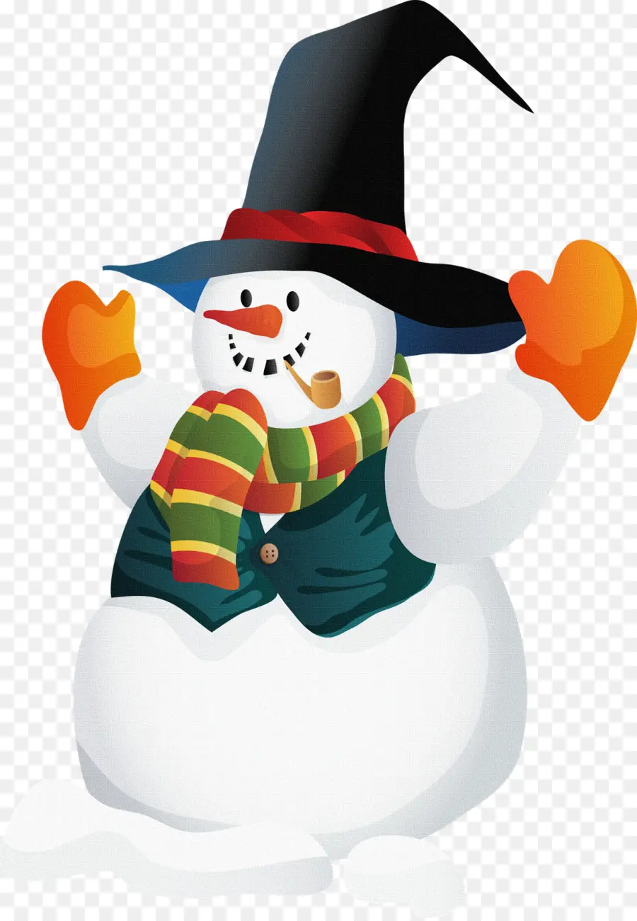 Bonhomme De Neige Avec Chapeau，Foulard PNG