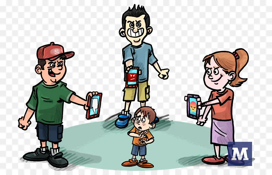 Famille Avec Smartphones，Technologie PNG