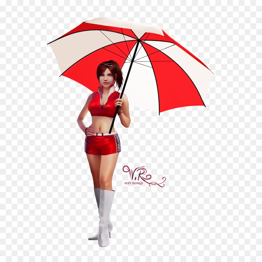 Femme Avec Parapluie，Tenue Rouge PNG